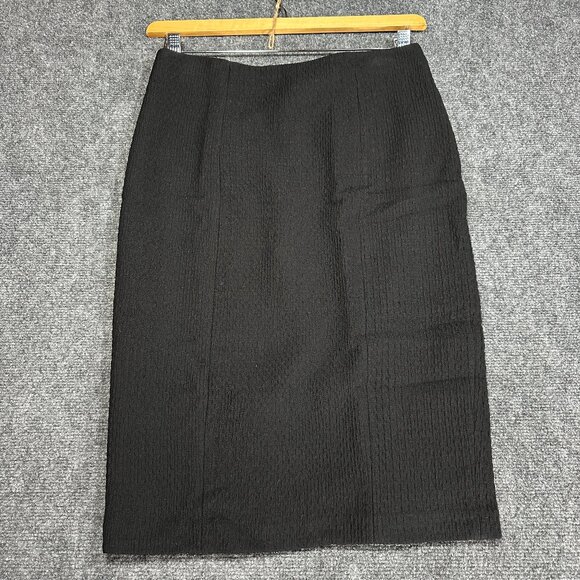 Tracy Reese Skirt Womens 4 Pencil Black Textured Wool Blend Lined Back Zip Vent - Picture 1 of 6
